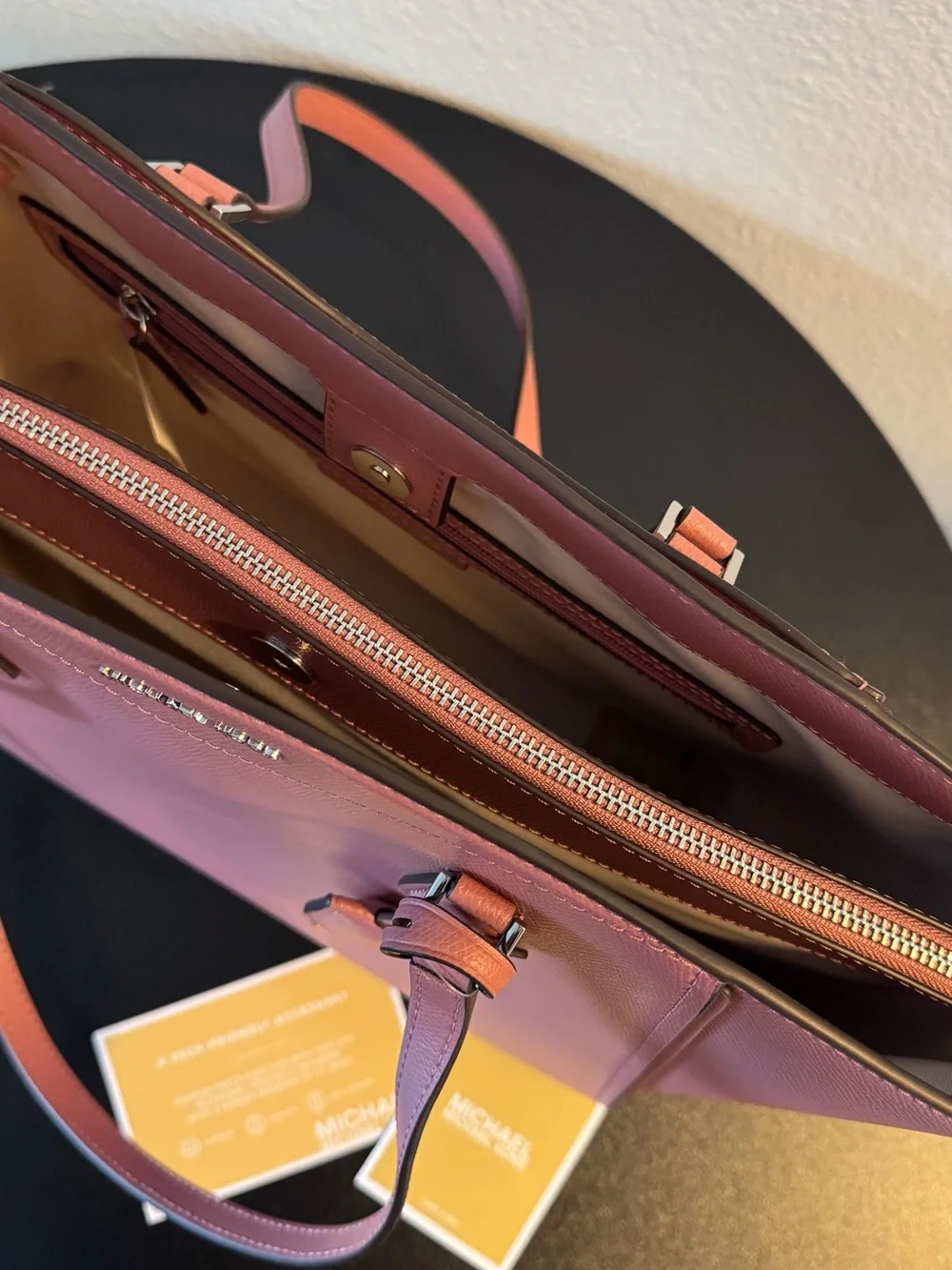 Michael Kors Rose Pink Leather Tote with Double Straps